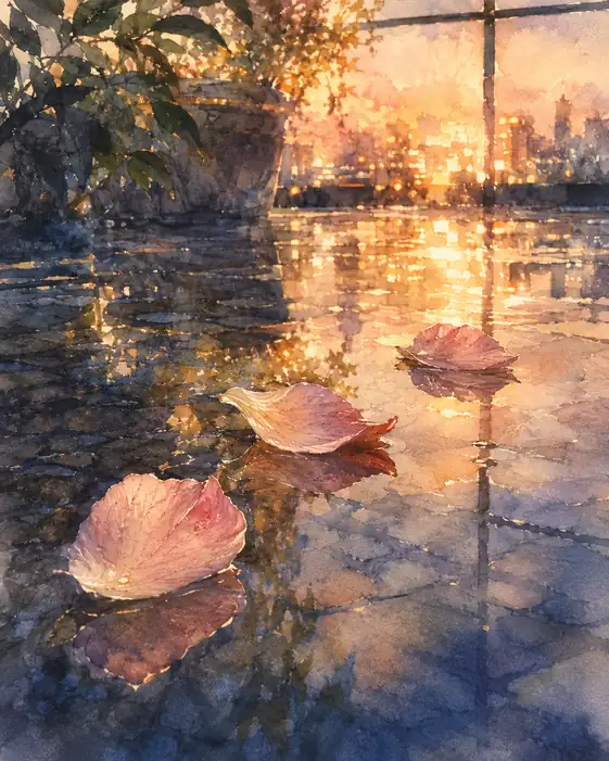 Three Petals Float upon the Rooftop Sun
