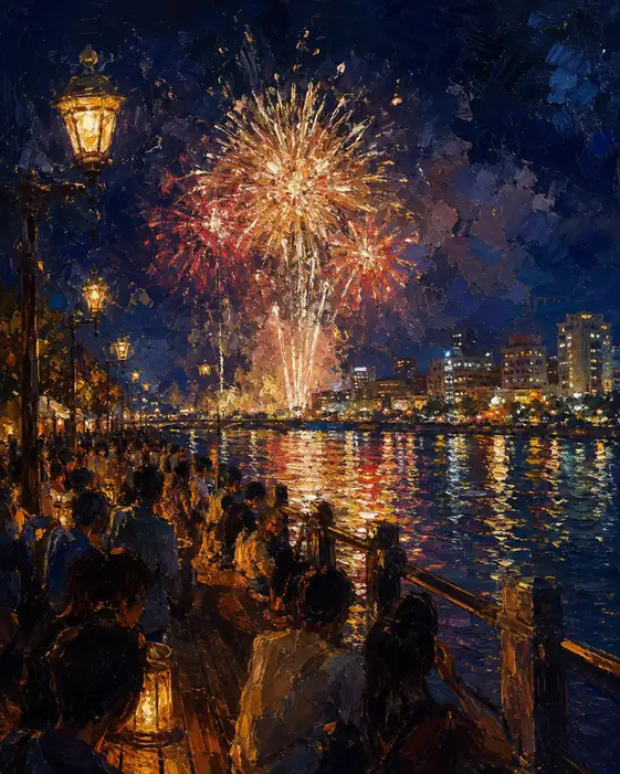 Sparkling Night Welcomed on the River Deck