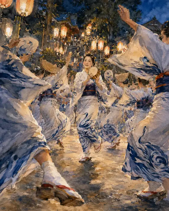 Shadows of Sacred Kiriko Lanterns