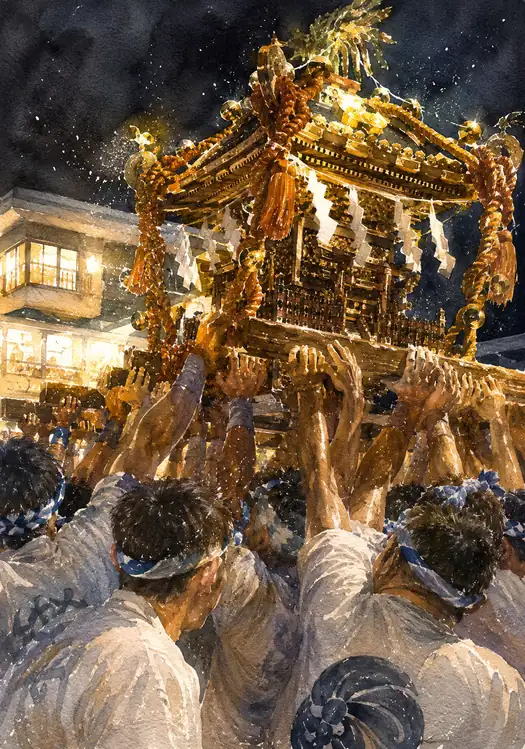 Raising the Golden Shrine Against the Night Sky