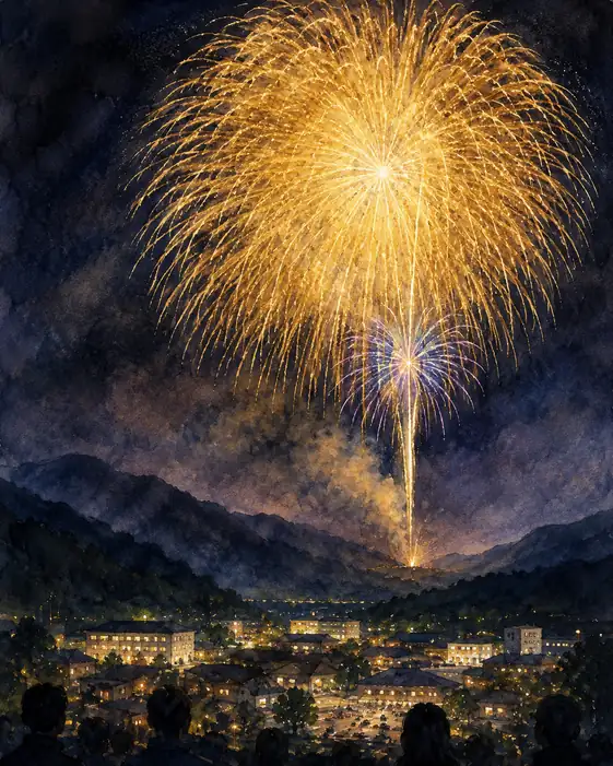 Golden Canopy Over the Valley Town
