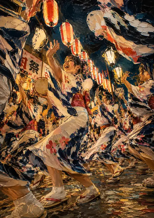 Vibrant Dance Under the Street Lanterns