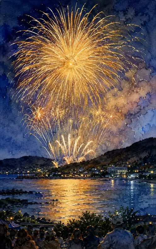 Golden Starmine and Sea Reflections Over the Bay