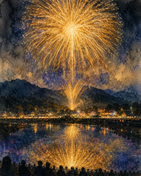 Golden Blossoms Reflected in Symmetrical Harmony
