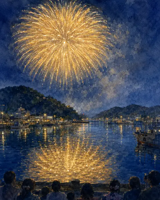 Golden Stars and Ship Silhouettes Embracing the Harbor Cove