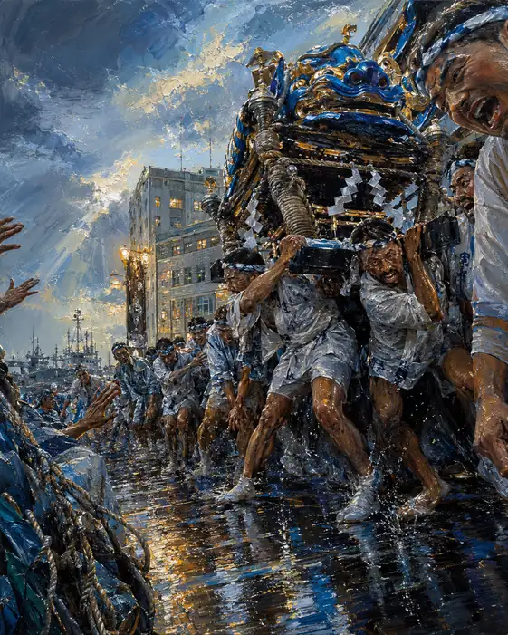 Roar of Men and Blue Lion Shrine Shaking the Port Town