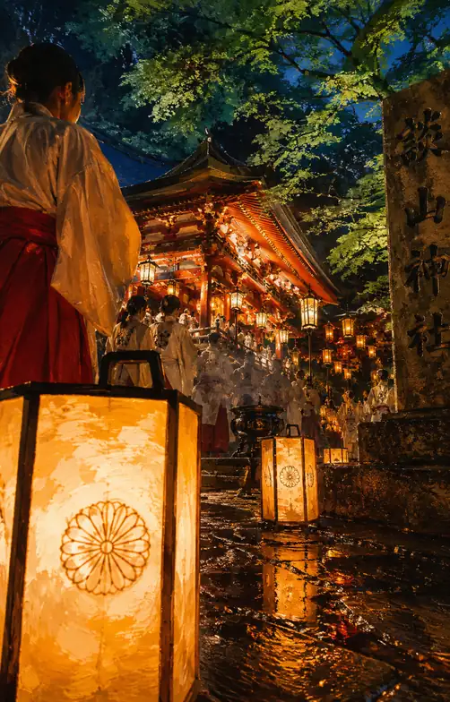 Chrysanthemum Lanterns and Maiden Procession at Tanzan Shrine