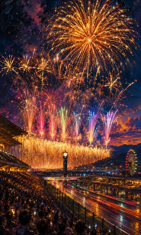 鈴鹿サーキットの夜空を焦がすフィナーレ大花火