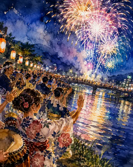 Flutes, Drums, and Grand Fireworks Resonating at the Riverside Summer Festival