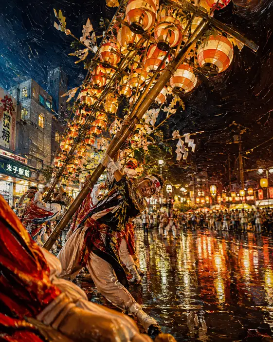 Gaina Mando Lanterns and the Skill of the Holder at Yonago Station