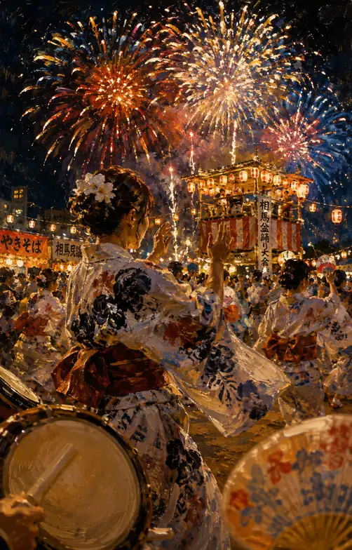 Graceful Hands Dancing Under Sky Fireworks