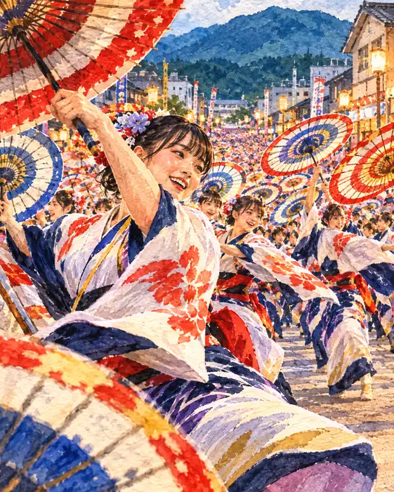 Joyful Summer Breezes Spinning Colorful Umbrellas