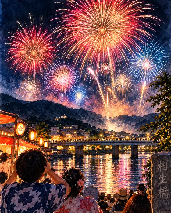 A Night of a Hundred Blooms Gazed from Aioi Bridge