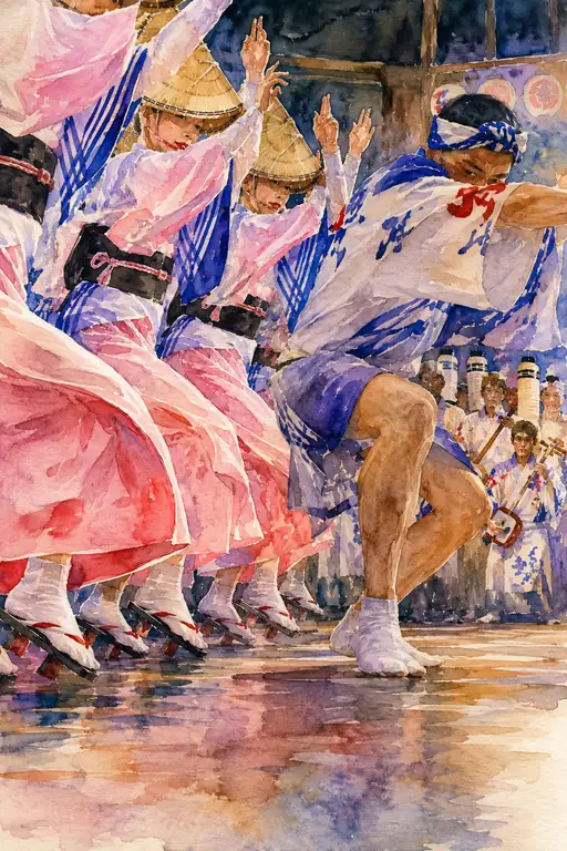 Awa Rhythm Exchanged by Tiptoes and Knees