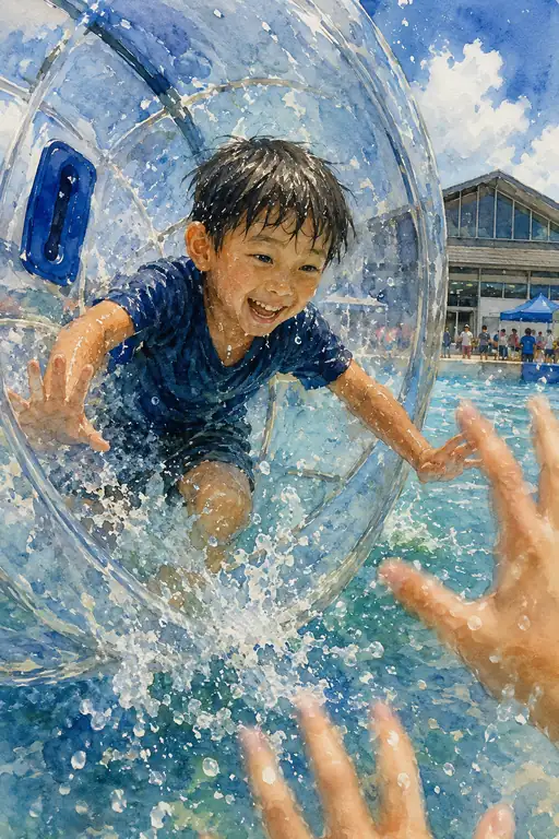 Summer Smile Bouncing Inside the Water Sphere