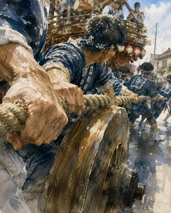 Fingers Sunk into the Rope and the Turning Great Wheel