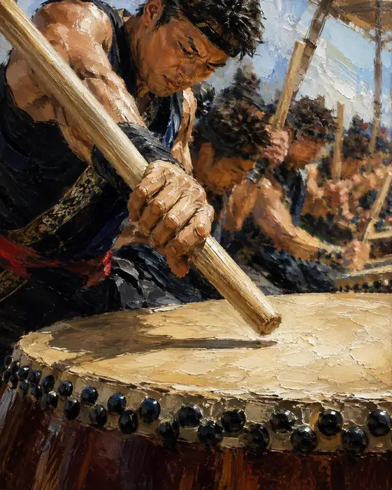 A Single Blow Approaching the Drumhead and the Dedicated Bachi