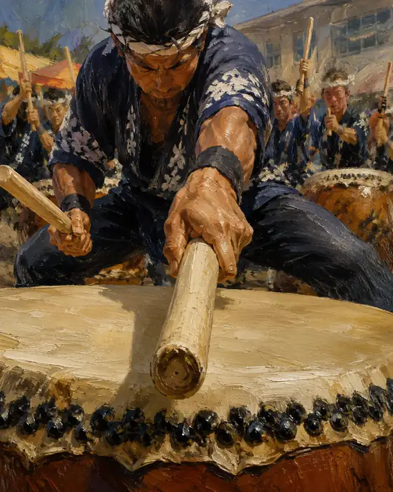 A Single Flash of the Mighty Bachi Striking the Drumhead