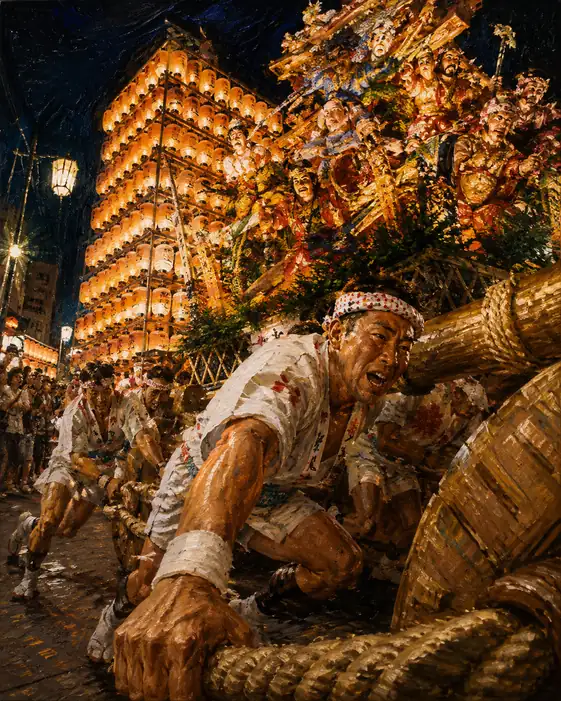 Full-Powered Shoulders Pulling the Rope Bearing the Lantern Tower