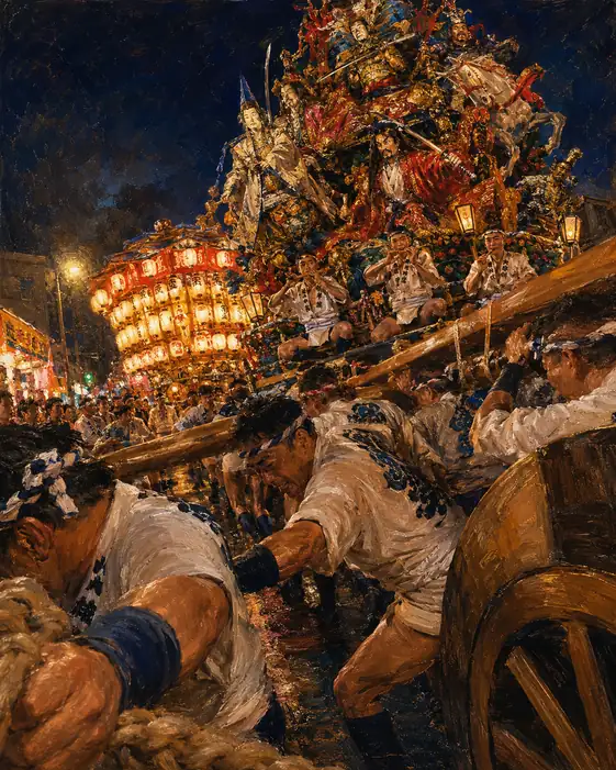 Creaking Wheels and Tow Ropes Bearing Warrior Figures