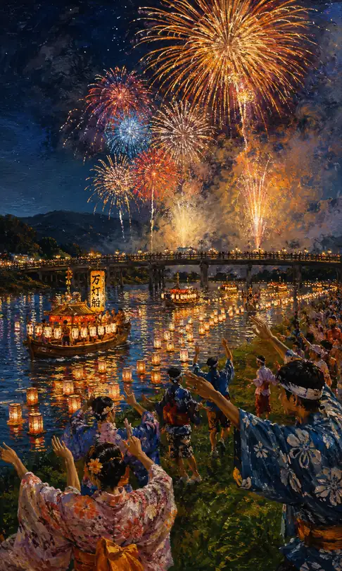 Manto Ship and Lights of Prayer Trembling on the River Surface