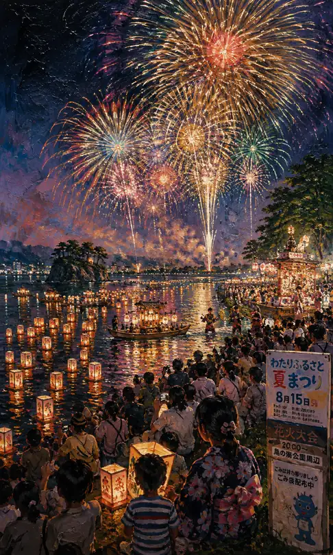 Lanterns Drifting on Torinomi and Watari Hometown Blooms