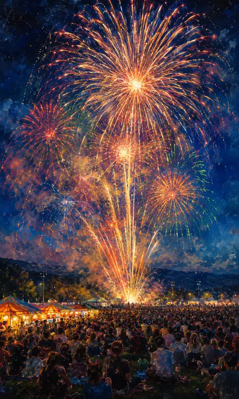 Festival Stalls and Great Blooms Filling the Lawn of Night