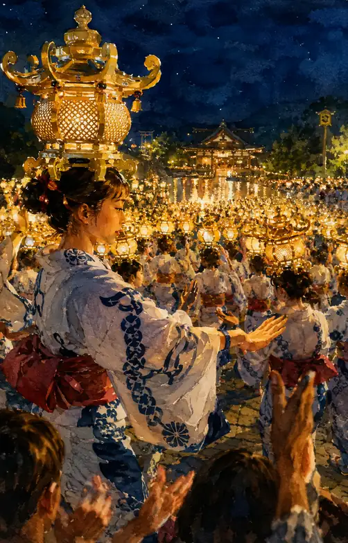 Softly Glowing Lanterns in Silent Harmony