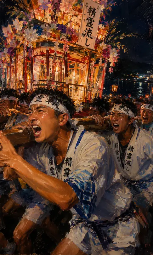 Journey of Souls Amidst Crackling Lights