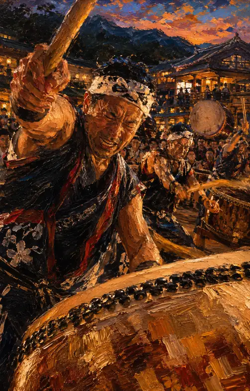 Sacred Rhythm Under Crimson Skies