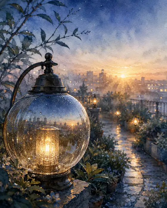 Twilight Encapsuled in Glass and Amber Light