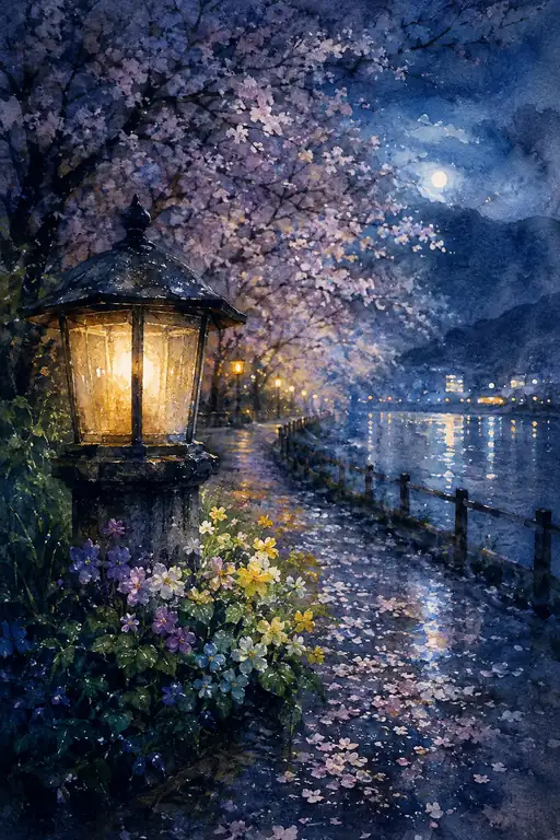 Spring Moon Path Beside the River