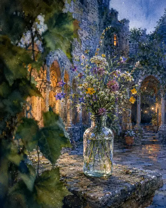 Meadow Blooms in the Abbey Light