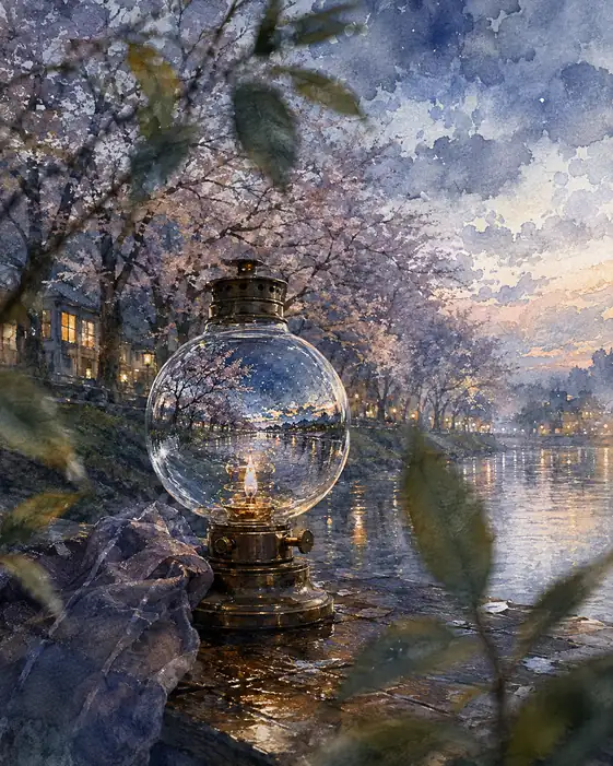 Spring River Mirage Encapsuled in Glass