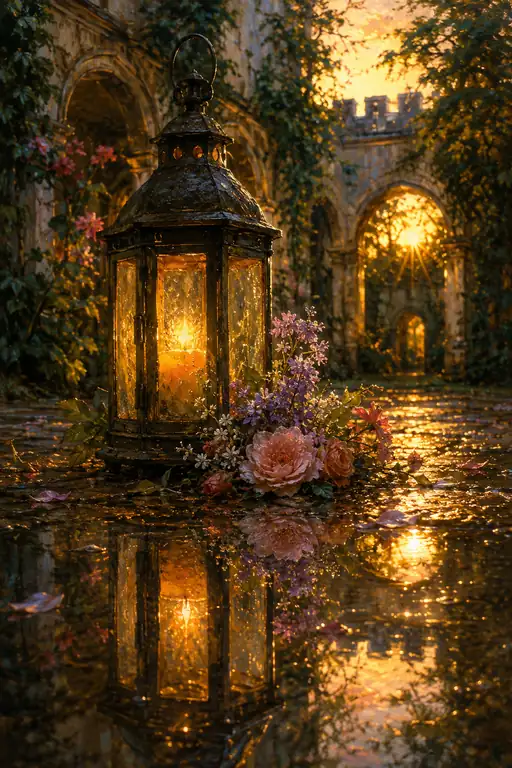 Golden Reflection of the Abbey Lantern