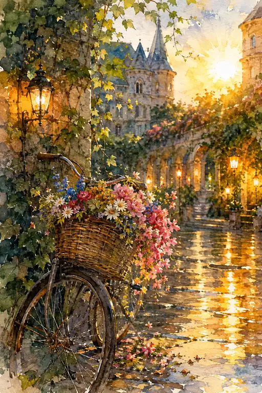 Morning Delivery Through the Golden Courtyard