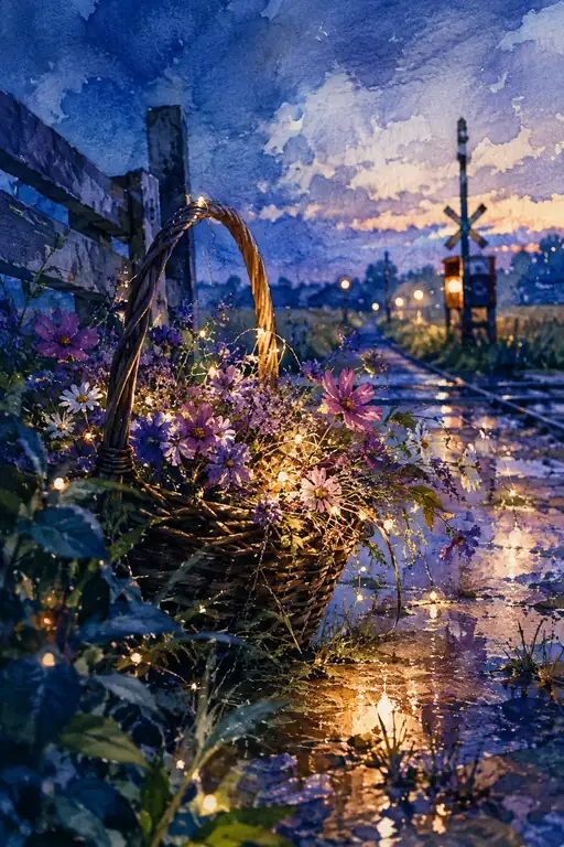 Twinkling Cosmos by the Railroad Track