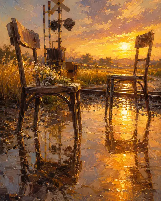 Sunset Soliloquy at the Rural Crossing