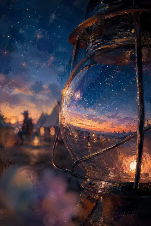 Sunset Horizon Sealed in the Traveler's Lantern