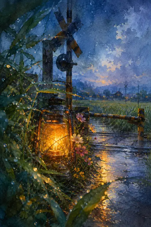 Raindrop Lamp by the Evening Railway