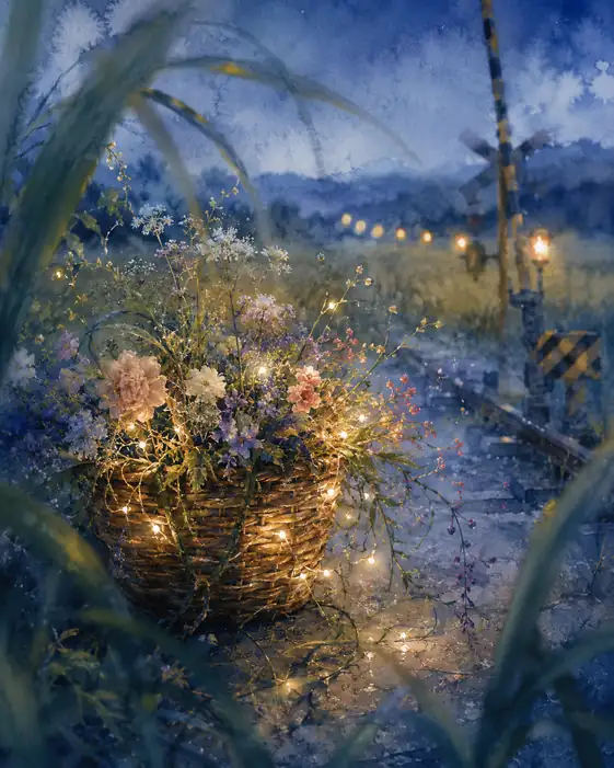 Fairy Lights in the Twilight Grass