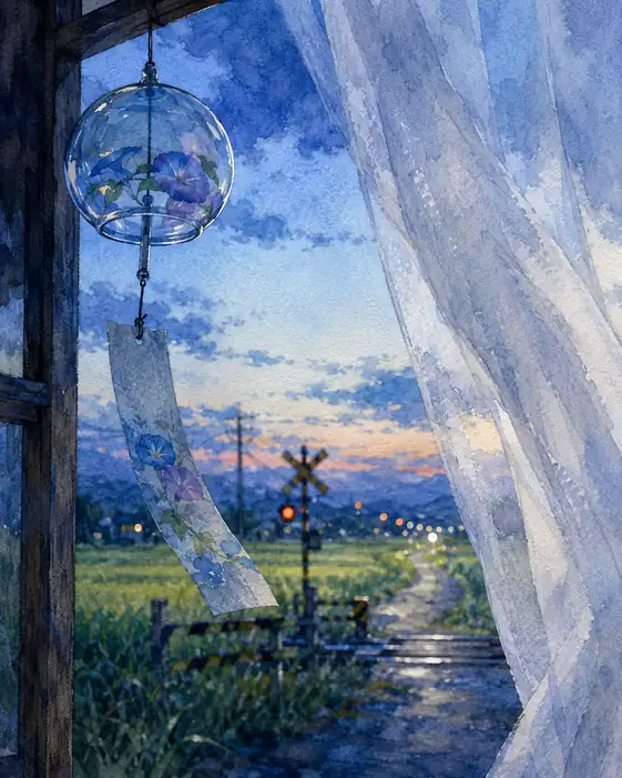 Morning Glory Wind Chime at Dusk