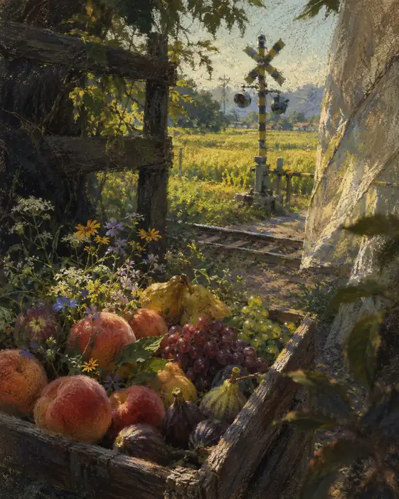 Autumn Harvest Beside the Rural Crossing