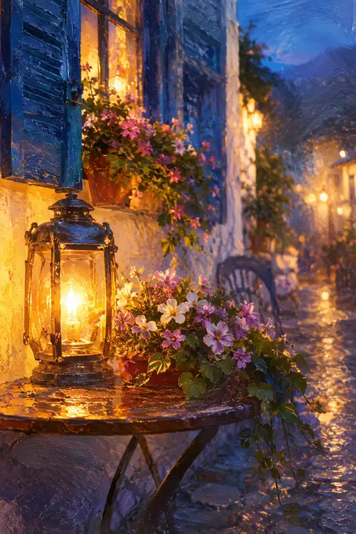 Evening Terrace Glow in the Old Quarter