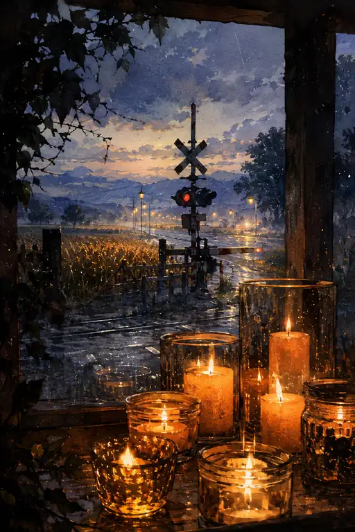 Candles by the Window Overlooking the Track
