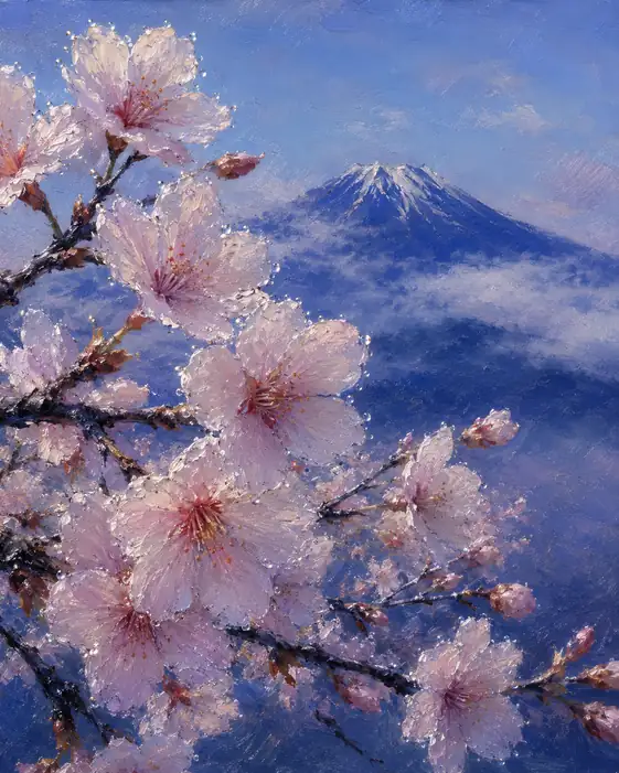 Gem-Like Blossoms Before the Sacred Peak