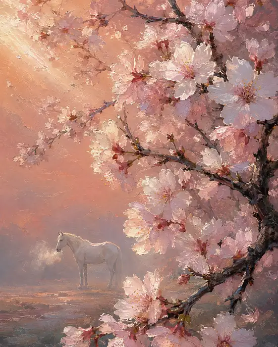 Gentle Breath Within the Cherry Mist