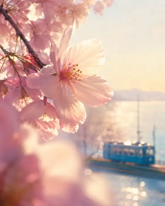 A Single Bloom Above the Coastal Rails