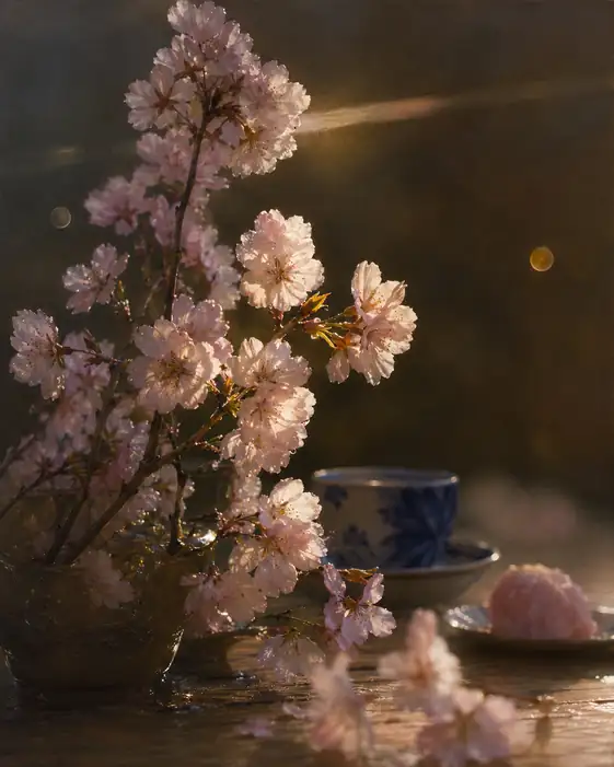 Spring Repast with Cherry and Porcelain