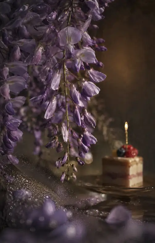 Candlelight and Wisteria at Midnight